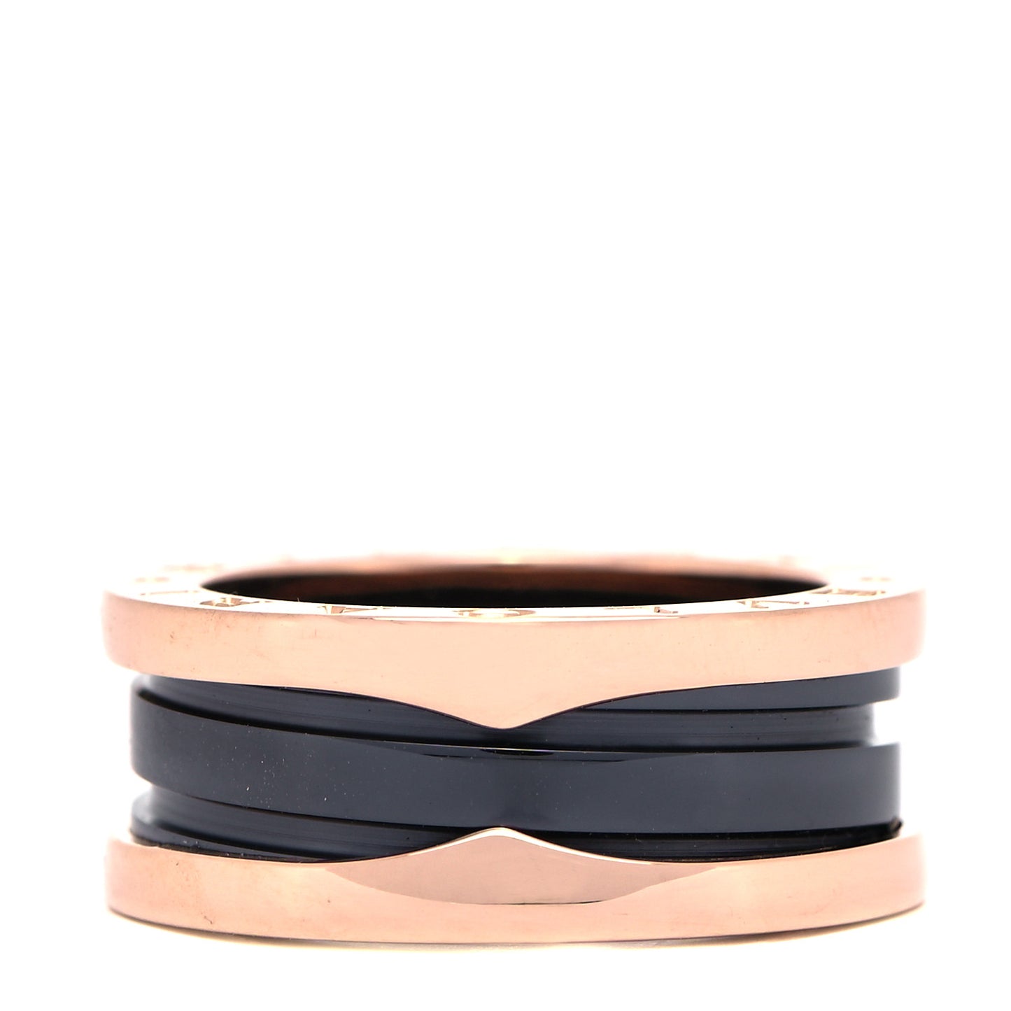 18K Rose Gold Black Ceramic B.Zero1 Two-Band Ring 50 5.25