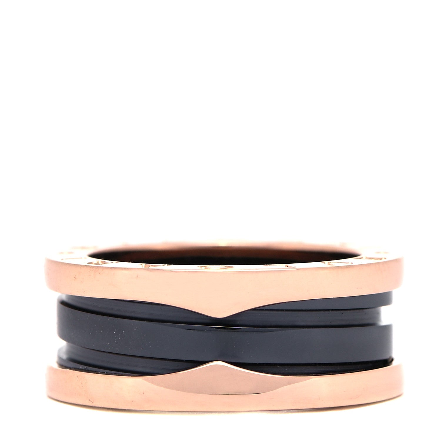 Bulgari 18K Rose Gold Black Ceramic B.Zero1 Two-Band Ring 50 5.25 1 of 7