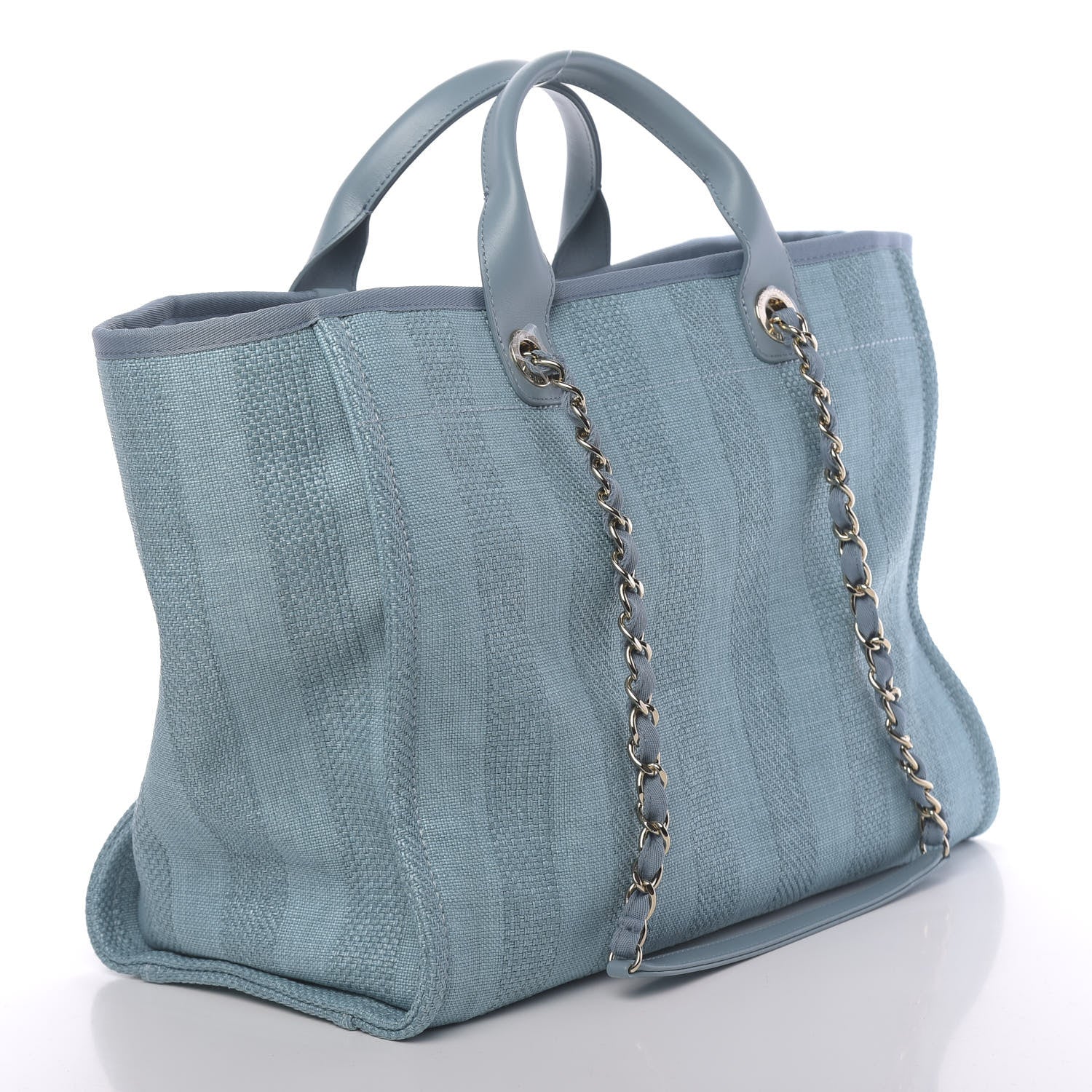 Chanel Mixed Fibers Striped Medium Deauville Tote Blue 4 of 11