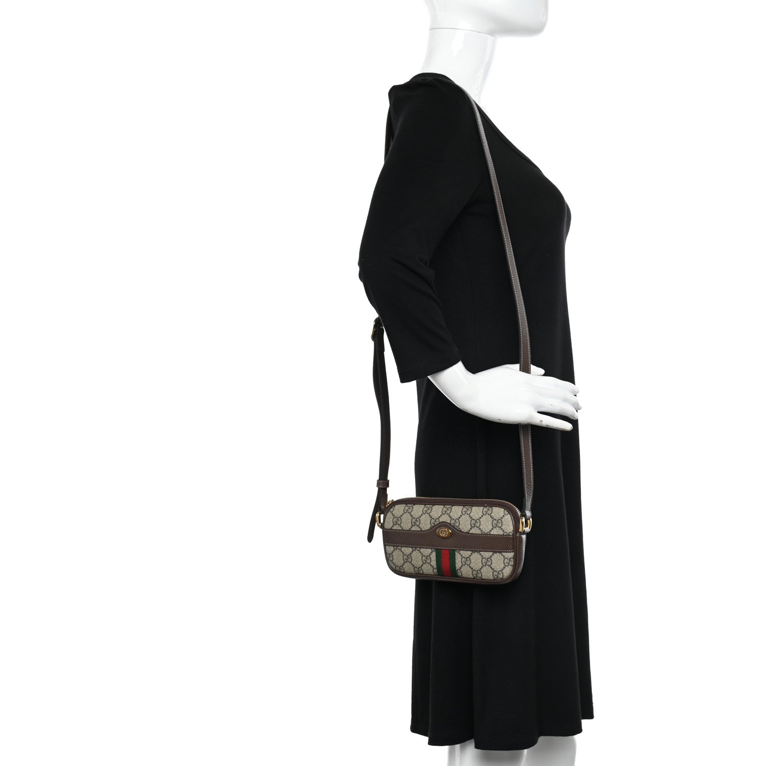 Gucci GG Supreme Monogram Web Mini Ophidia GG Bag Brown 3 of 10