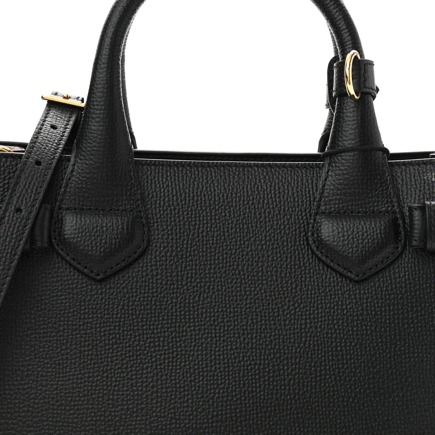 Derby Calfskin House Check Small Banner Tote Black
