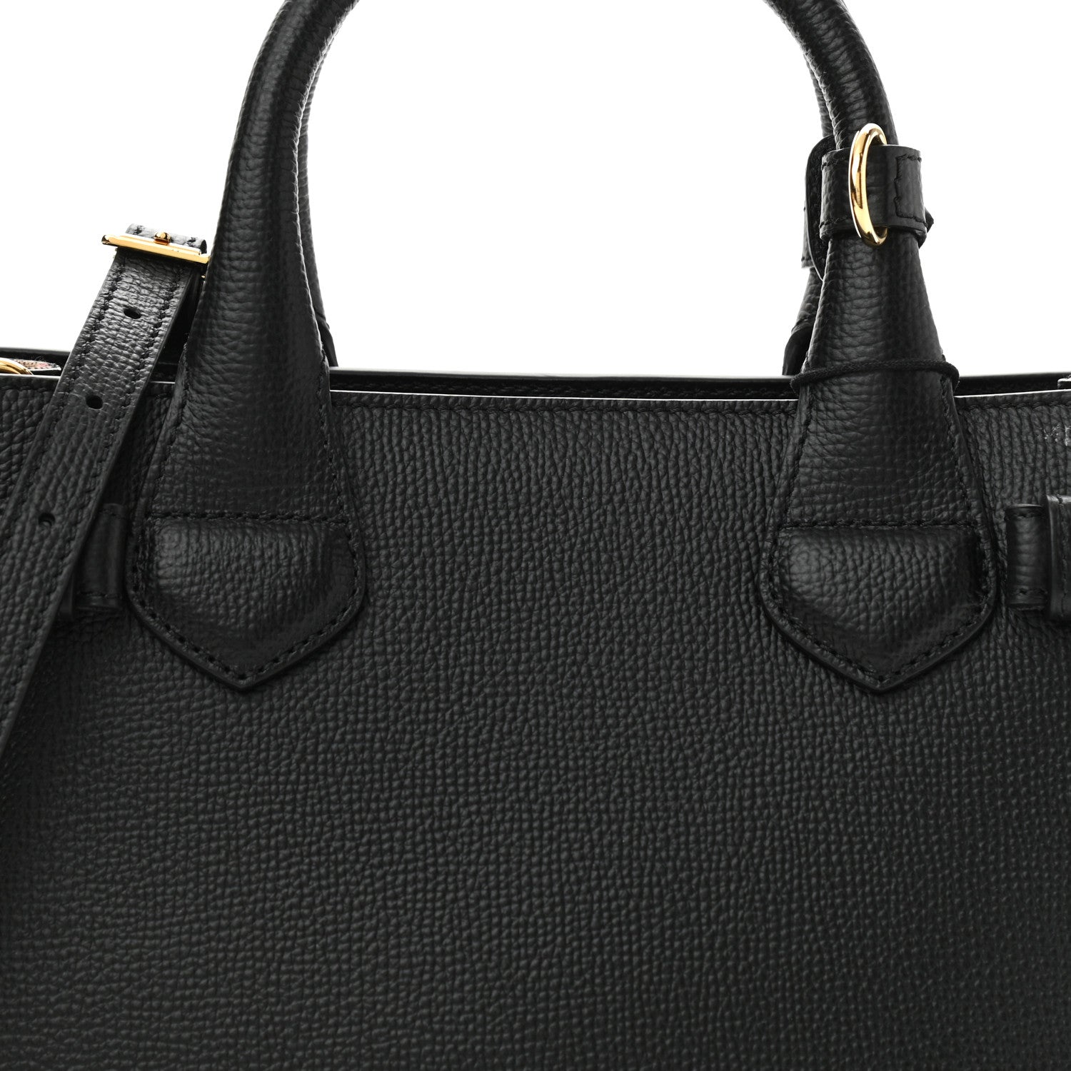 Burberry Derby Calfskin House Check Small Banner Tote Black 8 of 10