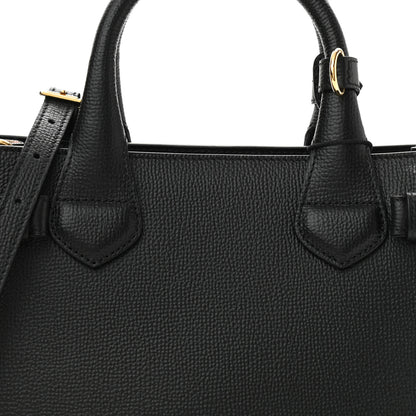 Burberry Derby Calfskin House Check Small Banner Tote Black 8 of 10