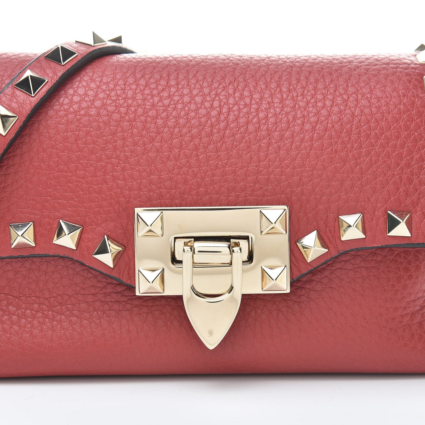 Pebbled Calfskin Mini Rockstud Crossbody Bag Rosso Valentino