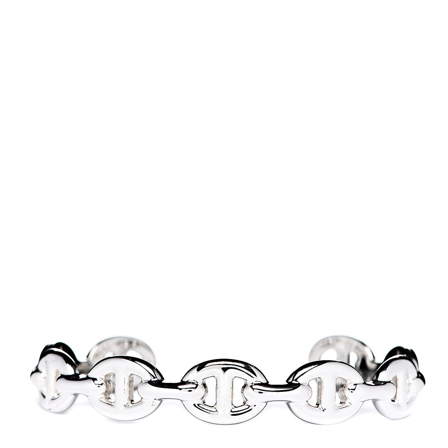Sterling Silver MM Chaine d'Ancre Enchainee Cuff Bracelet SH