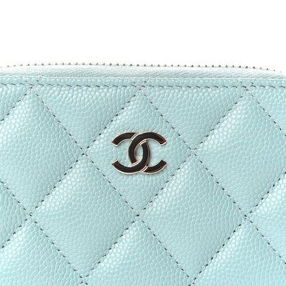 Chanel Caviar Quilted Zip Coin Purse Light Blue 9 of 10