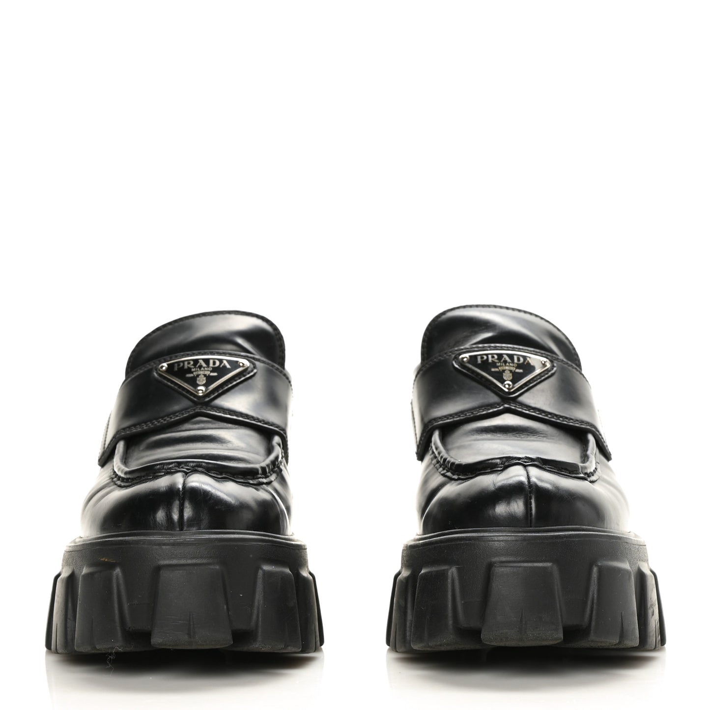 Spazzolato Rois Metal Triangle Logo Monolith 55mm Loafers 35 Black