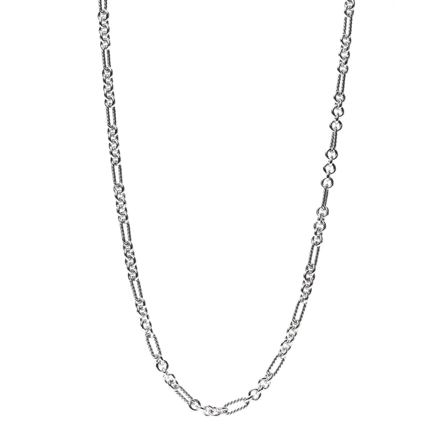 David Yurman Sterling Silver 18K Yellow Gold Figaro Link Toggle Necklace 1 of 5