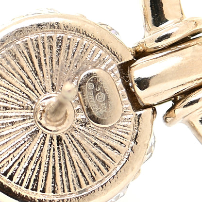 Chanel Crystal Pearl CC Round Drop Earrings Gold 4 of 4