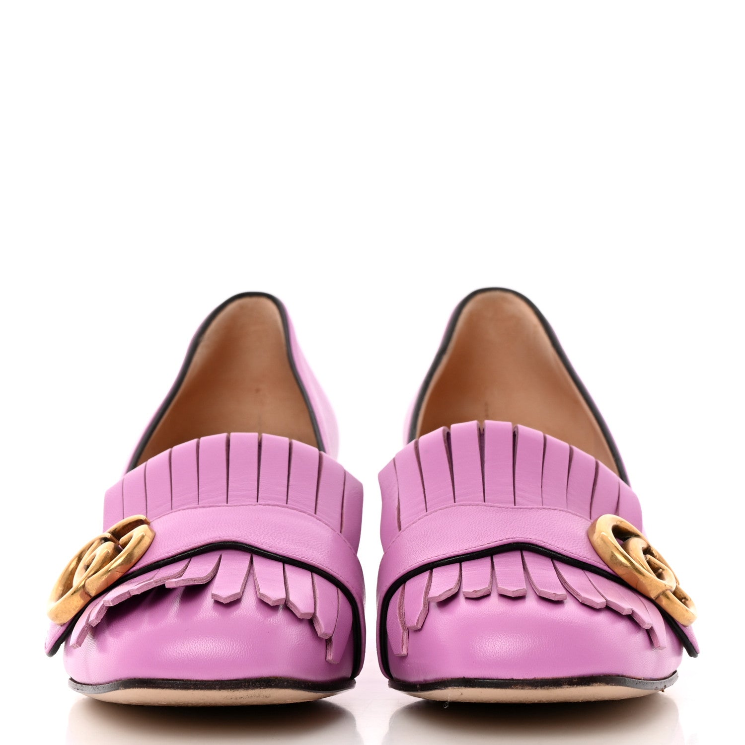 Gucci Malaga Kid GG Marmont Fringe 50mm Loafer Pumps 36.5 Candy Mousse 2 of 10
