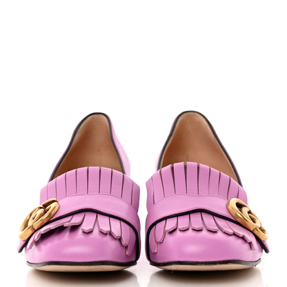 Gucci Malaga Kid GG Marmont Fringe 50mm Loafer Pumps 36.5 Candy Mousse 2 of 10