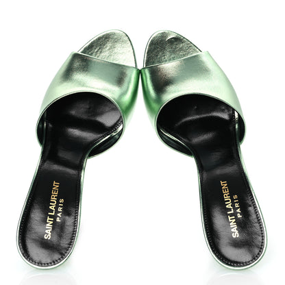 Saint Laurent Metallic Nappa La 16 Mule Sandals 40 Green 2 of 14