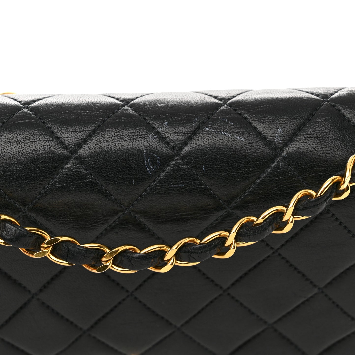 Lambskin Quilted Medium Double Flap Black