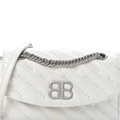 Balenciaga Calfskin Logo Matelasse S BB Round Shoulder Bag White 9 of 9