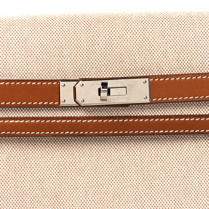 Hermes Toile H Barenia Kelly Depeches 25 Pouch Ecru Beige Fauve 8 of 12