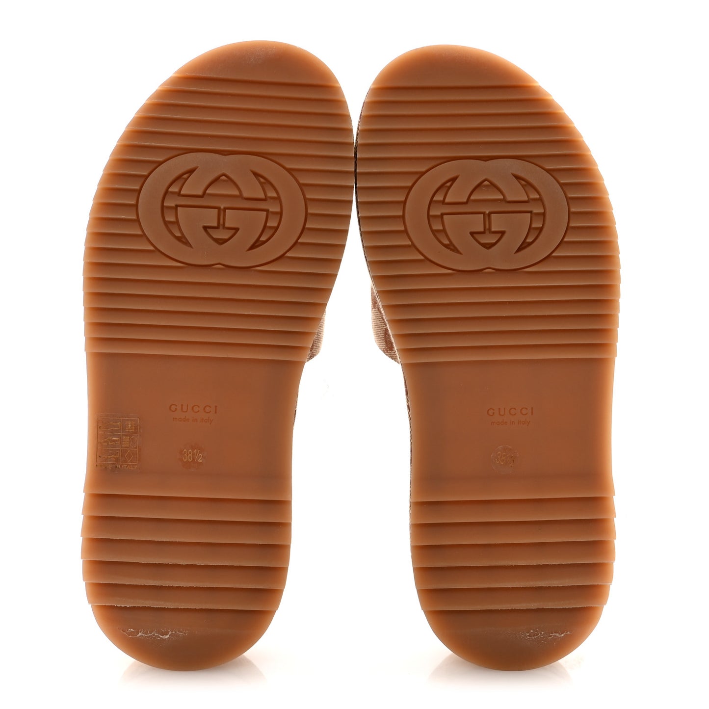 Canvas GG Monogram Angelina Platform Slide Sandals 38.5 Beige Ruggine