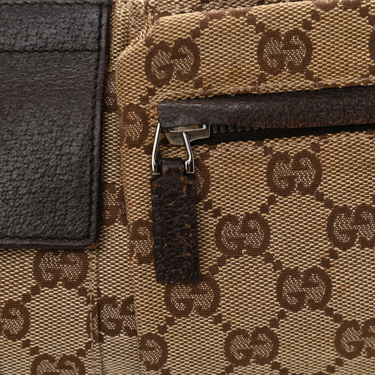 GG Monogram Double Pocket Belt Bag Dark Brown