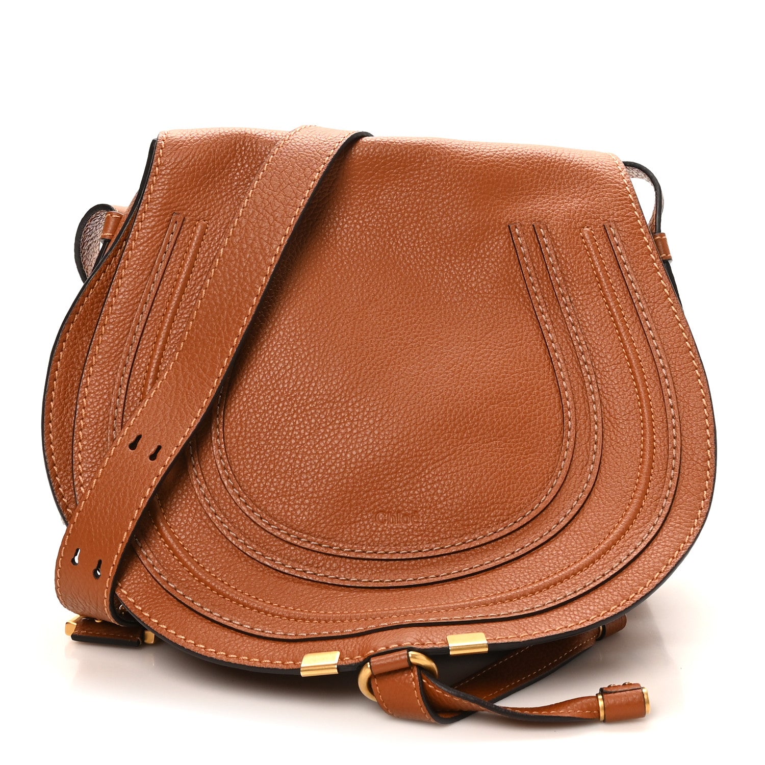 Chloe Grained Calfskin Medium Marcie Saddle Bag Tan 1 of 9