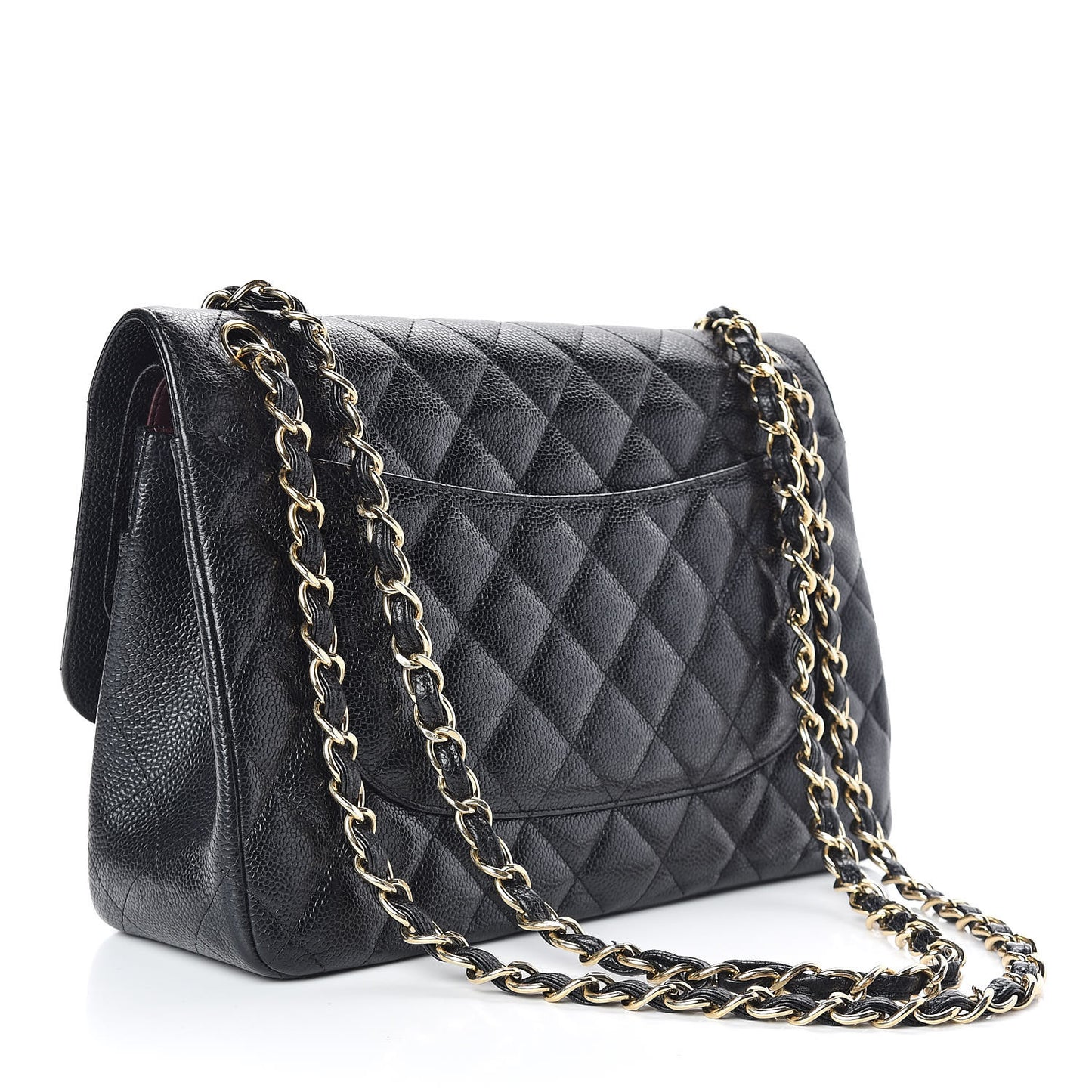 Caviar Quilted Jumbo Double Flap Black