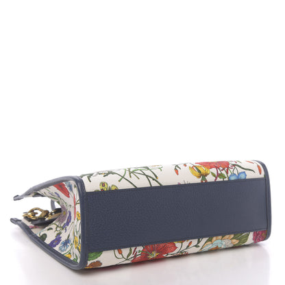 Gucci Canvas Medium Flora Tote White Multicolor Blue Agata 4 of 11