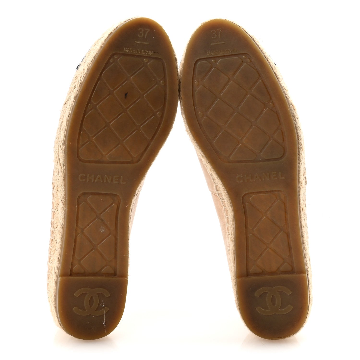 Chanel Lambskin CC Espadrilles 37 Beige Black 6 of 9