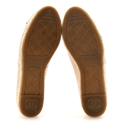 Chanel Lambskin CC Espadrilles 37 Beige Black 6 of 9