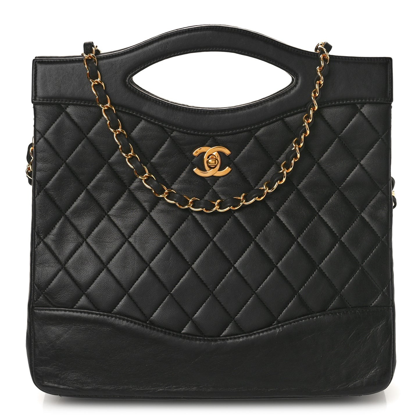 Lambskin Quilted 31 Shopping Bag Black