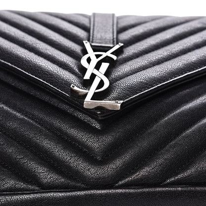 Saint Laurent Sheepskin Matelasse Chevron Monogram Medium College Bag Black 9 of 12