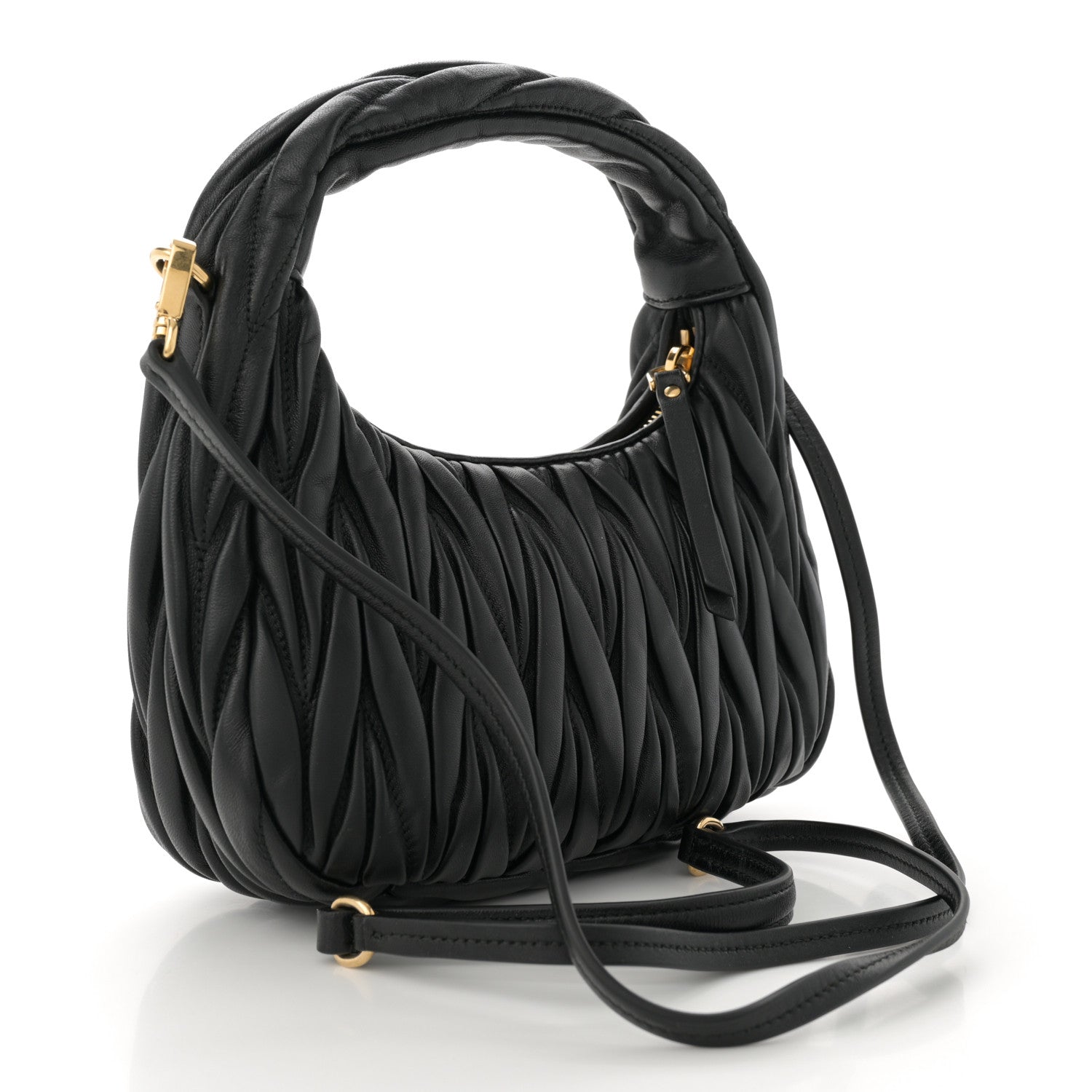 Miu Miu Nappa Matelasse Small Wander Hobo Black 3 of 9