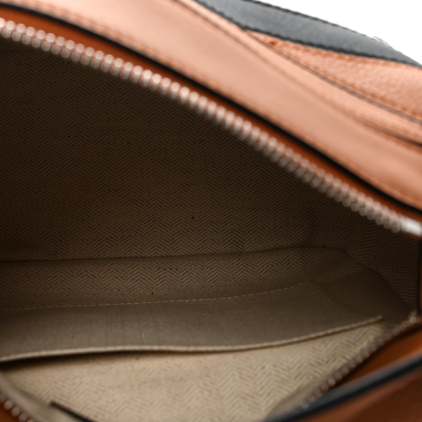 Calfskin Marine Stripe Small Puzzle Bag Tan Black White