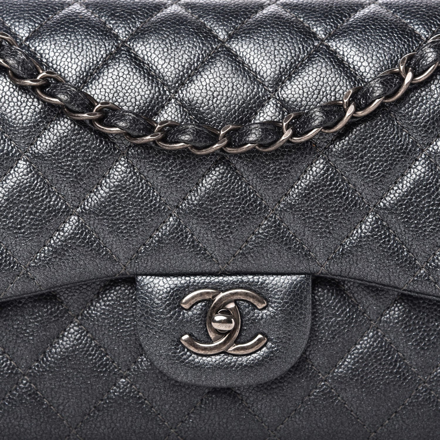 Chanel Pearly Caviar Quilted Jumbo Double Flap Black 10 of 11
