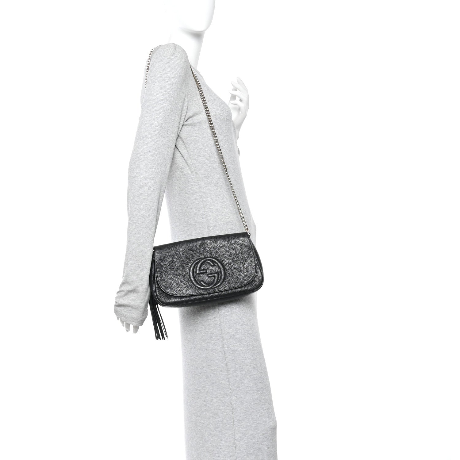 Gucci Pebbled Calfskin Medium Soho Flap Crossbody Black 2 of 10