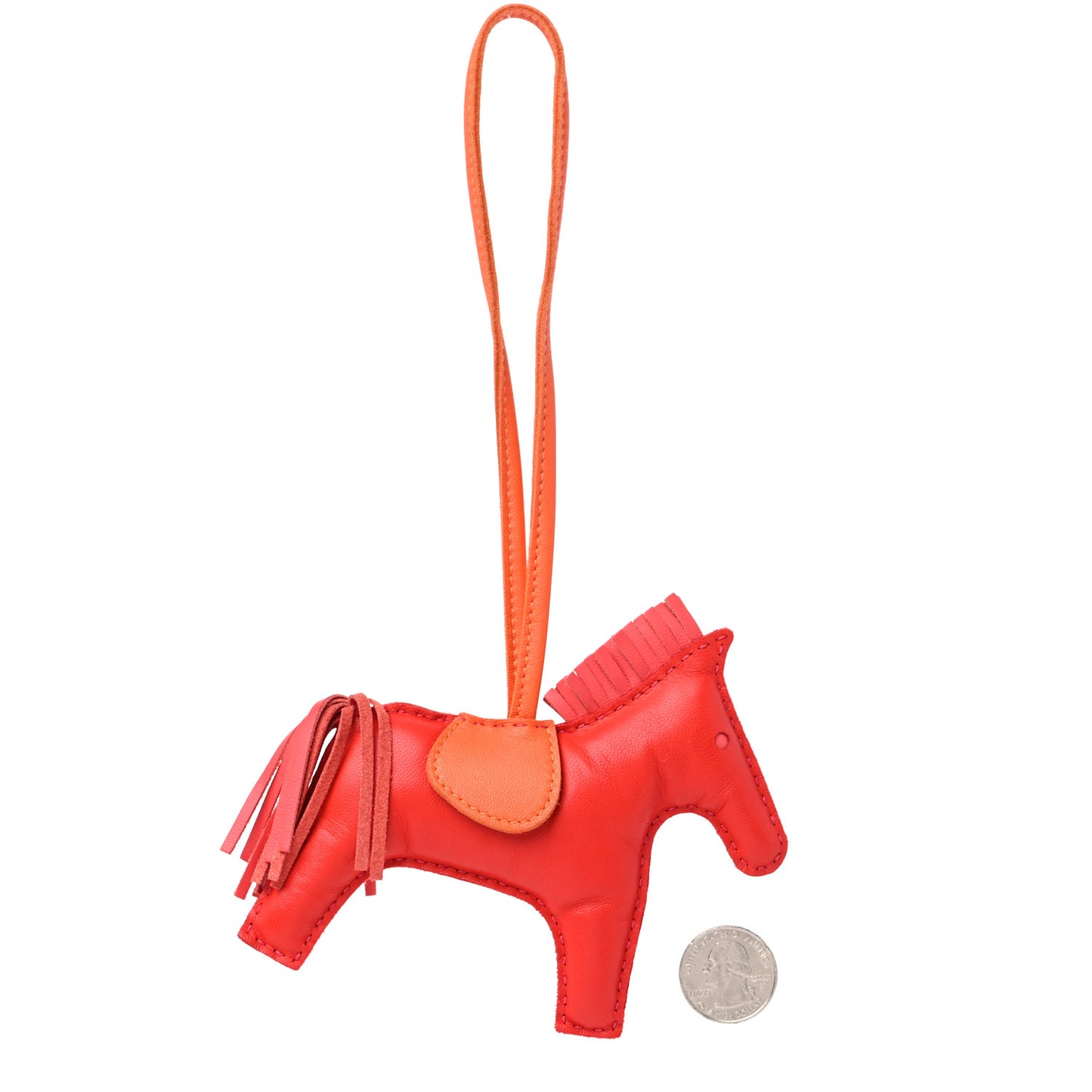 Milo Lambskin Grigri Rodeo Horse Bag Charm GM Rouge Rose Indien Jaipur Feu