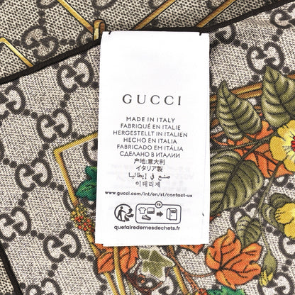 Gucci Silk Twill GG Monogram Animal Floral Print Scarf Brown Multicolor 4 of 4