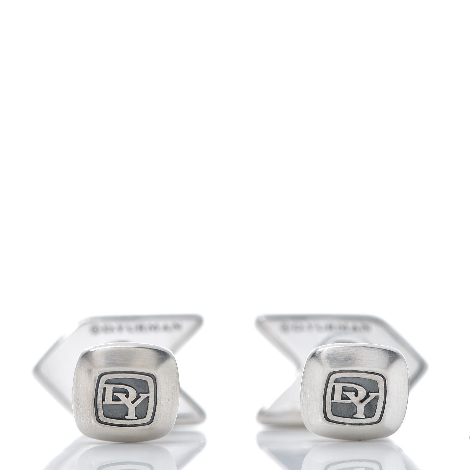 David Yurman Sterling Silver Black Onyx Chevron Stone Cufflinks 4 of 6