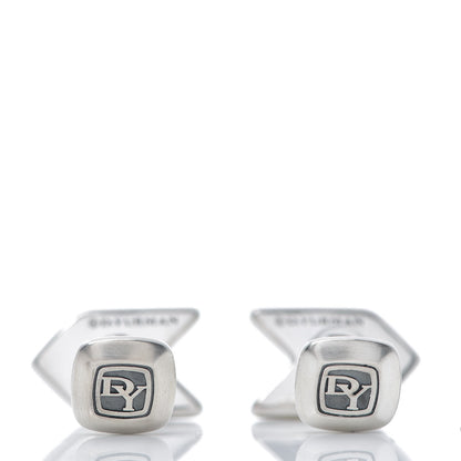 David Yurman Sterling Silver Black Onyx Chevron Stone Cufflinks 4 of 6