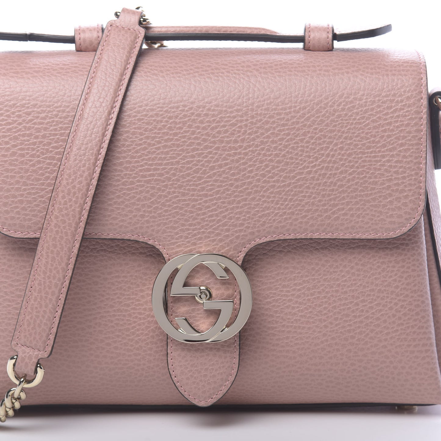 Dollar Calfskin Interlocking G Top Handle Shoulder Bag Soft Pink