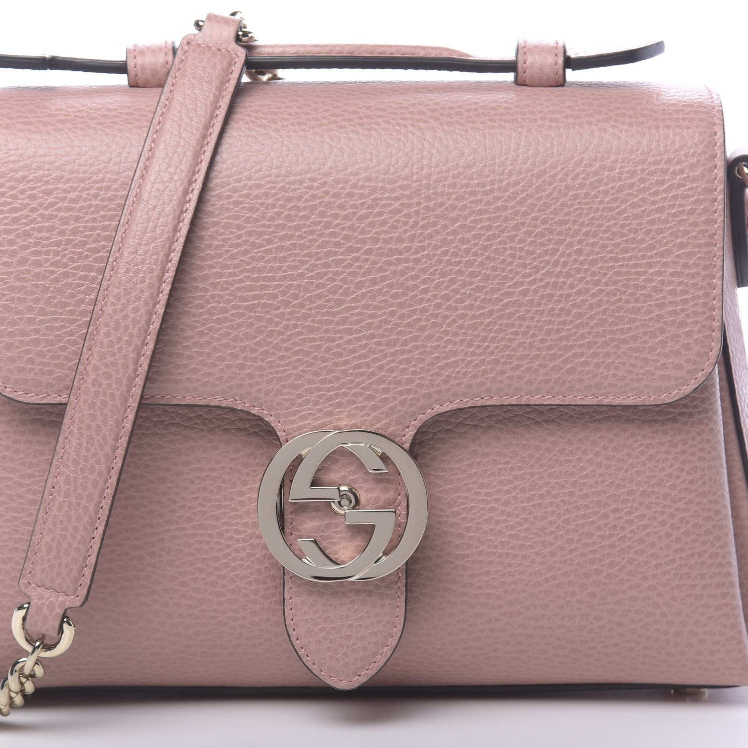 Gucci Dollar Calfskin Interlocking G Top Handle Shoulder Bag Soft Pink 8 of 10