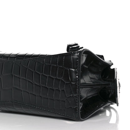 Balenciaga Semi Shiny Calfskin Crocodile Embossed Neo Classic Black Hardware Mini City Black 8 of 8