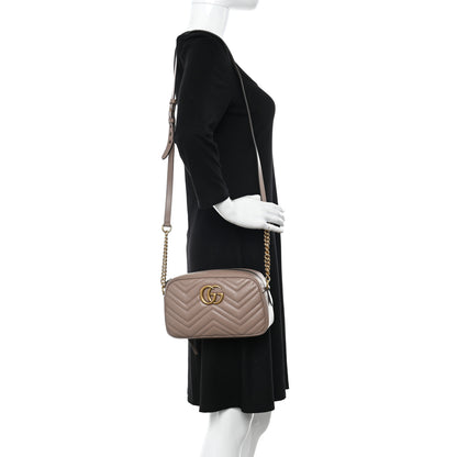 Gucci Calfskin Matelasse Small GG Marmont Chain Shoulder Bag Porcelain Rose 2 of 11
