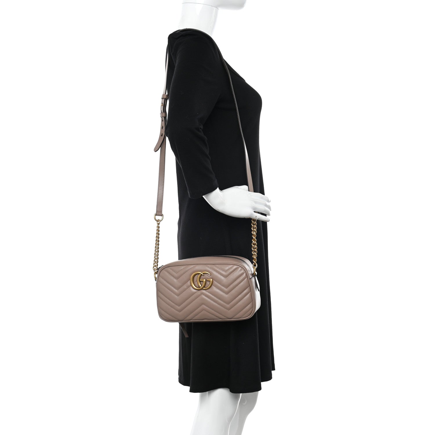 Gucci Calfskin Matelasse Small GG Marmont Chain Shoulder Bag Porcelain Rose 2 of 11