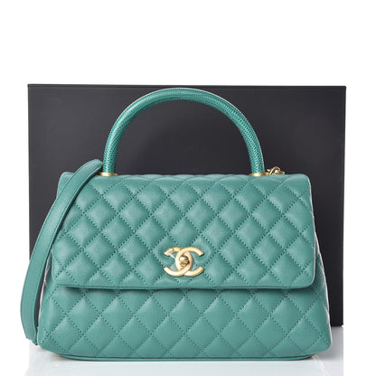 Chanel Caviar Lizard Quilted Small Coco Handle Flap Green 10 of 10