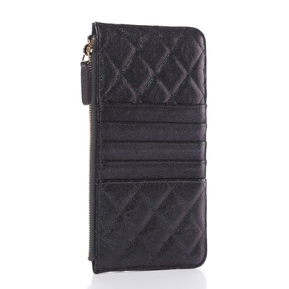 Chanel Iridescent Caviar Quilted Classic Flat Wallet Pouch Black 3 of 7