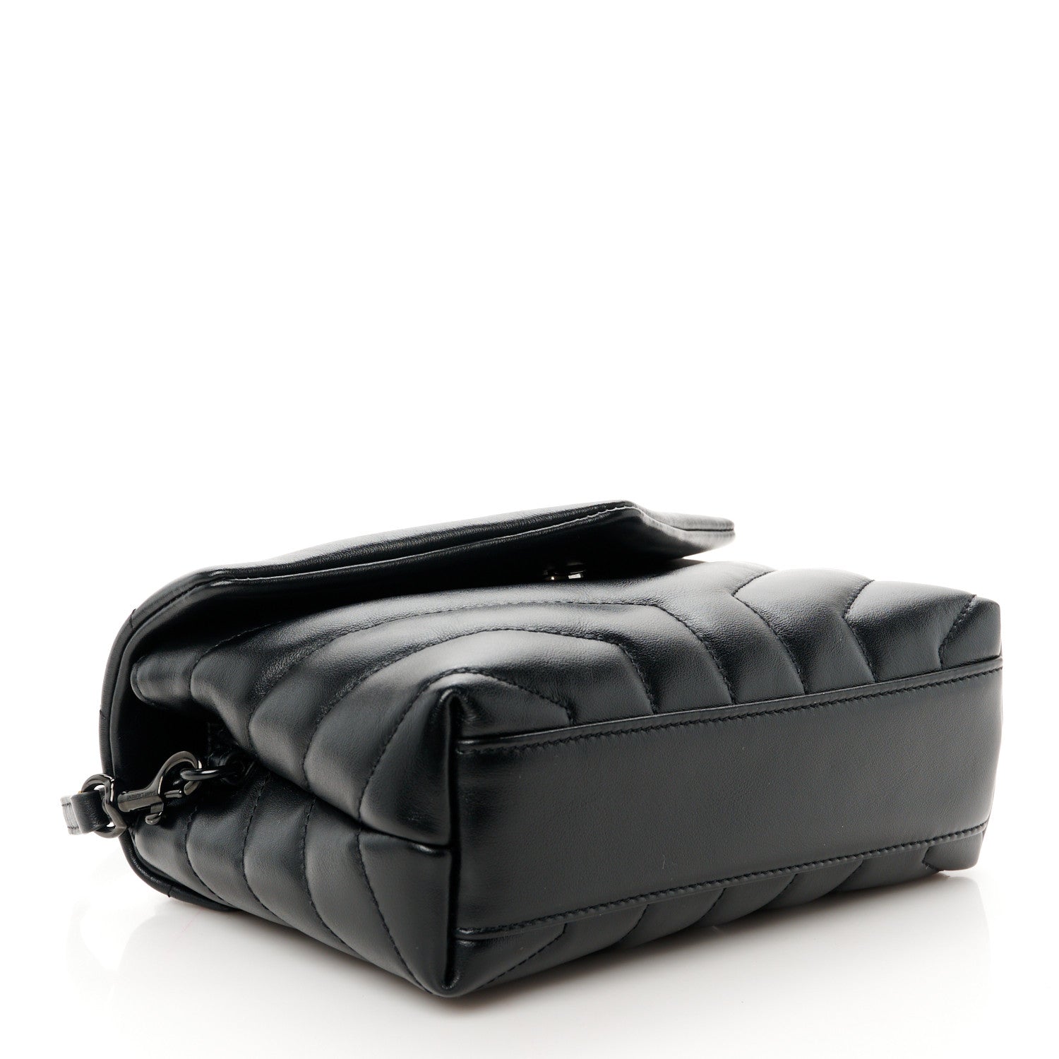 Saint Laurent Calfskin Y Quilted Monogram Monochrome Toy Loulou Crossbody Bag Black 4 of 11