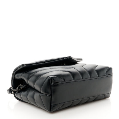 Saint Laurent Calfskin Y Quilted Monogram Monochrome Toy Loulou Crossbody Bag Black 4 of 11