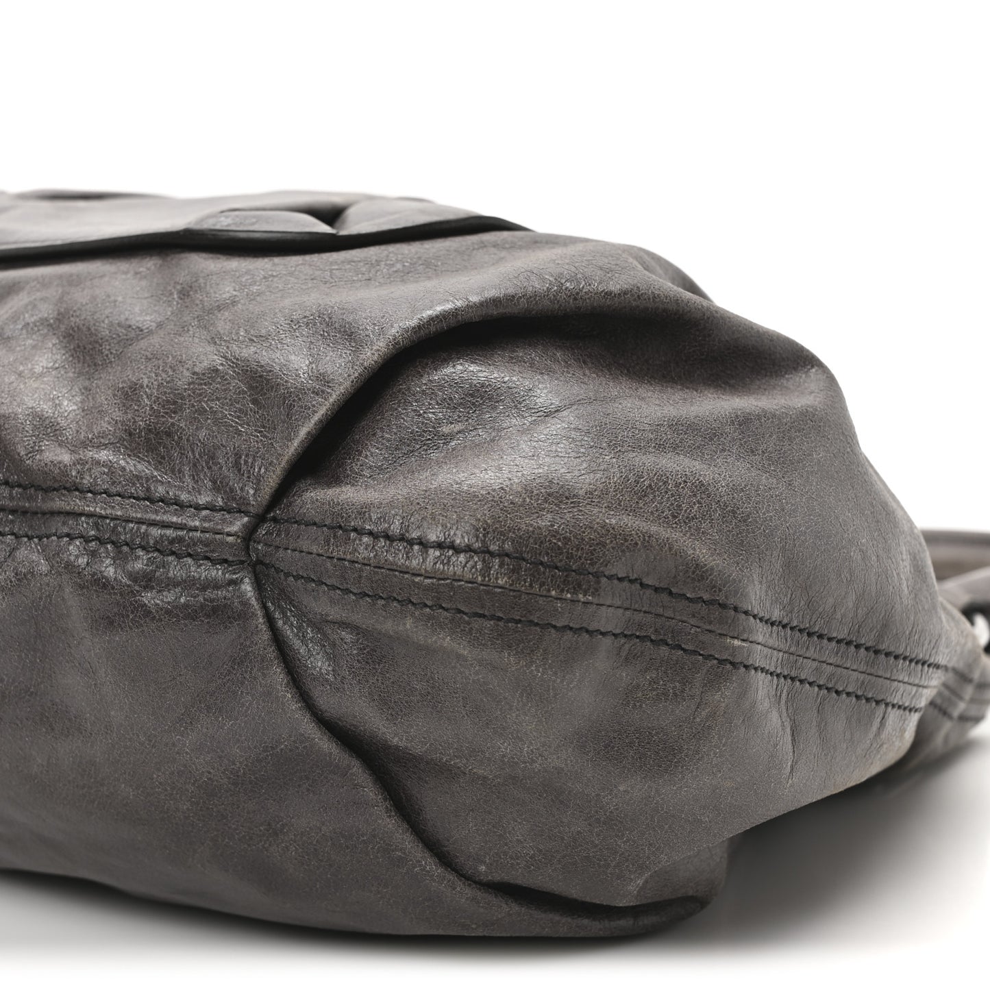 Vitello Pleated Hobo Grey