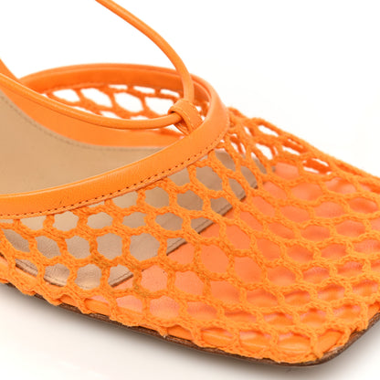 Bottega Veneta Mesh Nappa Stretch Ankle Tie Sandals 38.5 Tangerine 12 of 12