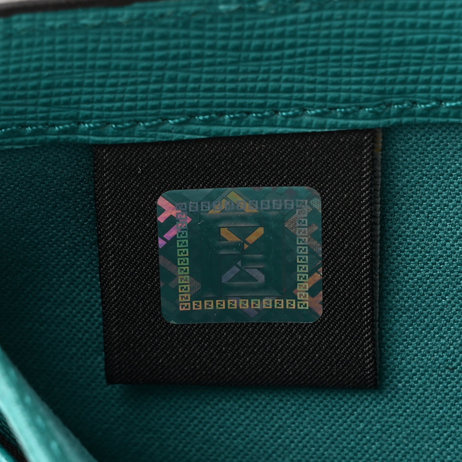Fendi Vitello Elite Zucca Compact Wallet Tobacco Turquoise 7 of 9