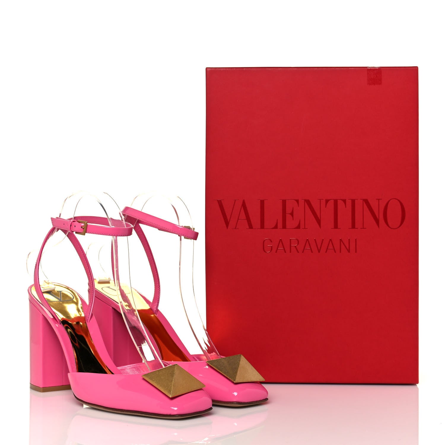 Valentino Garavani Patent One Stud Ankle Strap 90mm Block Heel Pumps 38 Feminine Pink 8 of 8