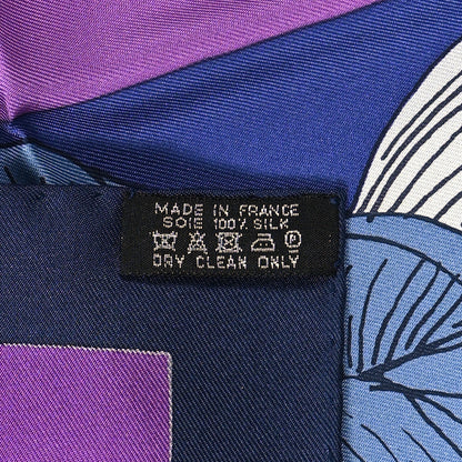 Hermes Silk Etude Pour Un Iris Arc En Ciel Scarf 90 Marine Parme Gris 3 of 3